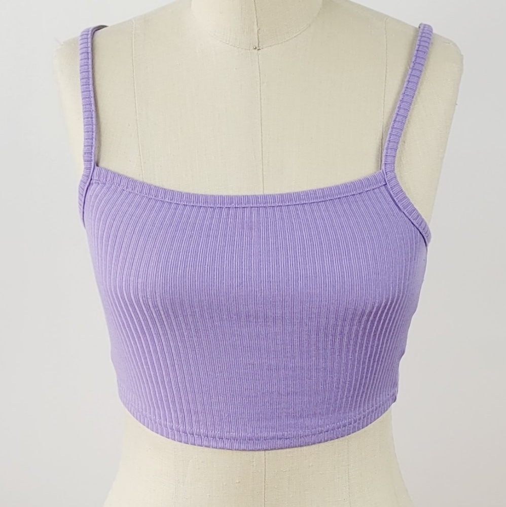 H&M Divided Ribbed Purple Crop Tank Top Size Small
